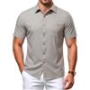 Casey Kevin Camicia Uomo Maniche Corte Business No Stiro Estiva Camicie Righe Regular Fit con Tasca