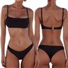 XFSRG Costume da Bagno 2 Pezzi Donna con Top a Fascia e Slip Vita Bassa Bikini Scollo a V Push Up Top Incrociato Bikini Set Donna da Mare e Piscina