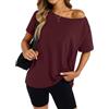 Tomwell Maglietta da donna in cotone, con spalle scoperte, oversize, a maniche corte, casual, estiva, 2026