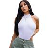 KOEMCY Body Donna Elegante Bodysuit Mock Turtle Neck Shapewear Jumpsuits Tops Contenitivo Modellante Shapewear Intimo Body Tinta Unita Uno Pezzo (Bianco,L)