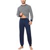 Aseniza Pigiama Uomo Invernale Pigiama Uomo Cotone Lungo Set Pigiami Righe Uomo Maniche Lunghe da Casa Caldo Casual(583-Blu Navy,S