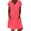Xmiral Vestito Elegante Donna Abiti da Sposa semplici Vestiti Donna Abiti da Sposa Vestiti Cerimonia Abito Estivi (XXL,B-Rosa)