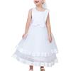 Sunny Fashion Vestito Bambina Senza Maniche Rosso Palla Toga Nozze Festa Pageant 6-12 Anni