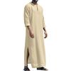 LVCBL Caftano da uomo a maniche lunghe, caftano, lungo, con tasche, universale, M-3XL, cachi, M