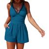 Generico Costume Intero Donna con Scollo a V, Spalline Larghe, Pantaloncini con Tasche, Vita Modellante, Look Gonna, Leggero per Mare Piscina Spiaggia Estate Sole