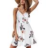 STYLEWORD Abito da Donna con Scollo a V Senza Maniche Abito Estivo Floreale con Spalline Regolabili Abito Longuette Scamiciato Abito da Spiaggia con Tasche