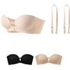Generic Women's Strapless Front Closure Push-Up Bra No Underwire Wireless Bras (Nude,L)