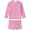 weVSwe Girls Costume da Bagno Demode Boxer A Maniche Lunghe per Bambini UPF 50+ Protezione UV Rash Guard Due Pezzi Arcobaleno Nodo Arco Unicorno Rosa 14 Anni