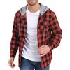 CTU Felpe con cappuccio da uomo a quadri a maniche lunghe con bottoni in cotone a quadri felpa con cappuccio con coulisse giacca leggera con cappuccio top con cappuccio, Rosso, XXL