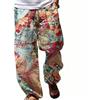 Geagodelia Pantaloni da uomo Boemia, fantasia casual, pantaloni Dashiki larghi, con stampa etnica Streetwear Joggers Floral Casual Urban con coulisse, blu, 3XL