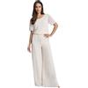 Gina Bacconi Chiffon Layered Trouser with Slits Pantaloni, Crema Burro, 54 Donna