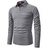 YCUEUST Cotton Reticolo Polo Uomo Manica Lunga Basic Golf Casual T-Shirt Grigio XXXL