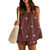 Generic Set Estivo a Pois da Donna Set Pantaloncini a Pois da Donna, Y2k 2 Pezzi con Top Senza Maniche e Pantaloncini, Taglio Ampio, Traspiranti, per Estate, Spiaggia, Vacanze, Viaggi, Tempo (a2-Coffee, L)
