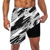 Goodstoworld Costume da bagno divertente da uomo 23 cm cucitura interna pantaloncini lunghi ad asciugatura rapida con fodera a compressione tre tasche, Nero Bianco / Graffiti, X-Large