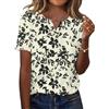 Rapbin Camicia da donna con scollo a V, maglietta a maniche corte, estiva, elegante, casual, business, Albicocca Nero Fiori, XXL