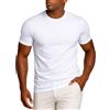 Leif Nelson Maglietta da uomo a girocollo in 100% cotone, slim fit, bianco, XL