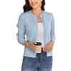 BERESIA Cardigan Donna Maglia con Bottoni Golfino Girocollo Manica Lunga Giacca Cappotto Elegante, Azzurro S