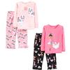 Simple Joys by Carter's Set Pigiama (Maglia in Cotone e Pantaloni in Pile), 4 Pezzi Bambine e ragazze, Nero Ballerine Classiche/Rosa Chiaro/Rosa Pezzata/Cigni, 5 anni