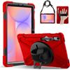 Gerutek Cover per Samsung Galaxy Tab S10 Lite/S10 FE/S9 FE/S9/S8/S7 (10.9/11 Pollici), Custodia Antiurto con Supporto Cavalletto 360°/Cinghia a Mano/Spalla/Portapenne per Galaxy Tab S10 Lite, Rosso
