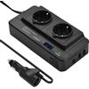 GBKDQQ Convertitore di tensione per auto, 200 W, invertitore da 12 V a 230 V, con 2 prese di ricarica e due porte USB, adattatore per accendisigari, per viaggi d'affari e vacanze