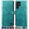 SUANPOT Custodia per Samsung S22 Ultra Cover Portafoglio [Blocco RFID] [Shell TPU] in Pelle Sintetica Tasca Carte Antiurto Protettiva di Con Slot per Schede di per S22Ultra case Blu verde