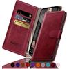 SUANPOT Cover per iPhone 13 6,1 pollici Blocco RFID Portafoglio Slot CarteSupporto Cellulare Magnetica custodia Pelle Sintetica Cover per apple 13 Rosso