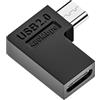 GMBYLBY Convertitore da tipo C femmina a micro USB maschio, 480 mbps, da tipo C a micro USB, angolato di 90 gradi, per connettore di prolunga USB C, da maschio a femmina