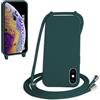 WenBaby Cover Compatible con iPhone XS Max,Cellulare Girocollo Custodia con Cordino TPU Corda Silicone Case Bumper per iPhone XS Max Custodia, Verde scuro
