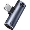 blicadijo Adattatore per cuffie USB C e ricarica 2 in 1, 100 W, ricarica rapida, jack a USB-C e jack audio da 3,5 mm, per telefoni cellulari, laptop, cuffie, tablet, smartphone con tipo C, grigio