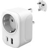 PAIDASHU Adattatore Spina UK con 2 USB per GB, QA, IE, GM - Presa UK a Italiana 3250W