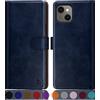SUANPOT Cover per iPhone 13 6,1 pollici Blocco RFID Portafoglio Slot CarteSupporto Cellulare Magnetica custodia Pelle Sintetica Cover per apple 13 Blu