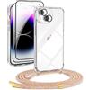 DiDaDi Cover per iPhone 13 Mini con Cordino, Custodia Trasparente Morbida Sottile con Regolabile Tracolla con Laccio Collana Practical Stylish Flessibile Antiurto per iPhone 13 Mini Case, Mimetico