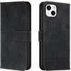 Bravoday Cover per iPhone 13 Mini, Flip Custodia in Pelle PU Portafoglio Custodia per iPhone 13 Mini, con Slot per Schede, Nero