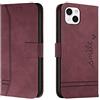 Bravoday Cover per iPhone 13, Flip Custodia in Pelle PU Portafoglio Custodia per iPhone 13, con Slot per Schede, Vino Rosso