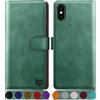SUANPOT Cover per iPhone X/XS 5,8 pollici Blocco RFID Portafoglio Slot CarteSupporto Cellulare Magnetica custodia Pelle Sintetica Cover per apple X/XS Verde Chiaro
