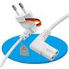 Sonero® Euro power cord, cavo di alimentazione per elettrodomestici, spina Euro 90° a presa IEC 90° C7, 1,00 m, bianco