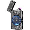 SKRFIRE Accendino elettrico a doppio arco, ricaricabile tramite USB, antivento, senza fiamma, con display a batteria, accendifuoco al plasma, per barbecue, campeggio, casa, cucina (Aquila nero lucido)