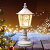 Leonshco Sfera di neve natalizia con carillon e luce LED bianca calda, funzionamento a batteria