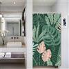 Bovlleetd Tenda da Doccia Singola Verde Botanico Tropicale Palma Foglie Modellato Tenda da Doccia per il Bagno Arte Pois Decor Impermeabile Tessuto di Poliestere Tenda Vasca da Bagno 92x183cm