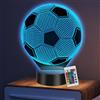 WELLXUNK Regalo di calcio per bambini, luce notturna 3D con telecomando a 16 colori, illusione ottica per camera da letto