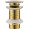 NIYATA Tappo di scarico per lavabo senza troppopieno, colore: oro