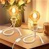LQUNFYL 2 Pezzi Lampada da Tavolo, 240CM Cavo Bianco Metallo Portalampada E27 con Interruttore, Lampada da Scrivania, Lampada da Comodino, Supporto Triangolare Stabile, Stile minimalista, Può DIY Paralume