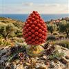 Generico Pigna di Caltagirone in ceramica siciliana decorata a mano colore verde - rosso - giallo - blu 25 cm (Rosso)
