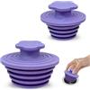 Lunriwis Tappi di scarico per vasca da bagno, 2 pezzi, in silicone, universali, per doccia e lavandino, vasca da bagno e doccia, facile da installare (viola chiaro)