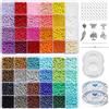 Bala&Fillic Perline di vetro da 4 mm, circa 6800 pezzi in scatola, 48 colori assortiti 6/0 perline artigianali per realizzare gioielli, collane, bracciali, orecchini, anelli