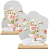 Pizens Specchio Trucco Acrilico 2 Pezzi, con Base in Legno, 24x20cm