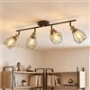 ANWIO Faretti led Soffitto Orientabili, Plafoniera da Parete E27 Nero, Faretti Soffitto 4 Luci Interno, Faretto da Parete Interno per Barra,Salotto,Cameretta,Cucina, Corridoio (Senza Lampadina)