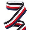 GORGECRAFT Fascia elastica a righe da 4,3 m, larghezza 40 mm, in nylon, colore nero, bianco, rosso, blu reale, motivo a righe, tessuto elasticizzato, nastro per cintura, fascia, indumenti, cucito fai