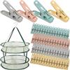Taybong 60 Mollette per Bucato con Cestino, Porta Mollette Bucato con Presa Forte, Plastica Mollettoni con Doppi Cestino Pieghevole Antivento per Stendibiancheria