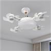 FUANA Ventilatore da soffitto a LED con telecomando, oscuramento continuo a 3 colori, circolazione dell'aria a 3 velocità, funzione timer, per camera da letto o soggiorno, cavo auricolare